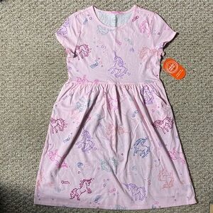 NWT Pink Unicorn Kids Dress Sz 10-12 Large